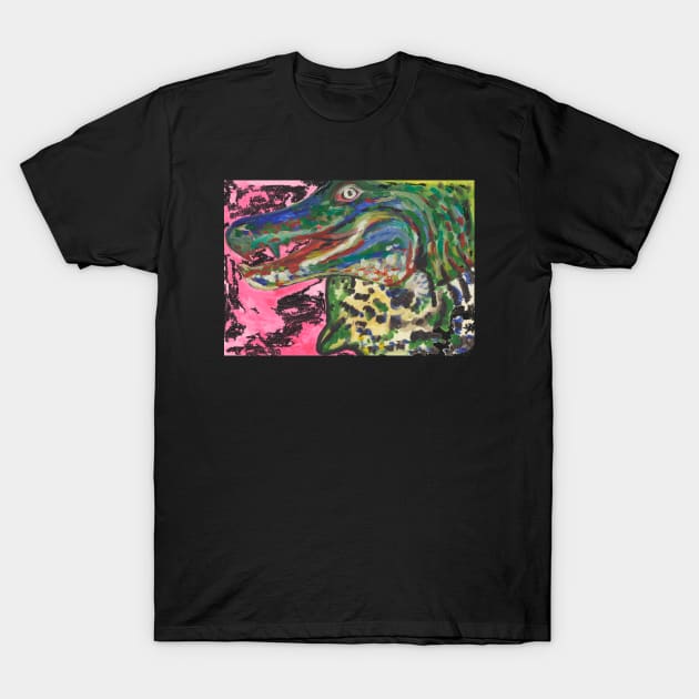 Crocodile and leopard figth T-Shirt by deadblackpony